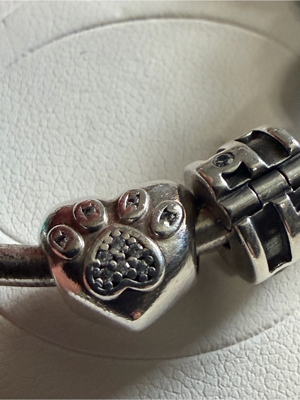 Authentic Pandora I Love My Pet Silver Paw Heart Charm Silver